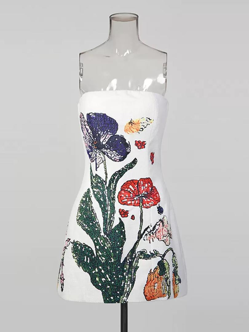 Floral Garden Strapless Mini Dress