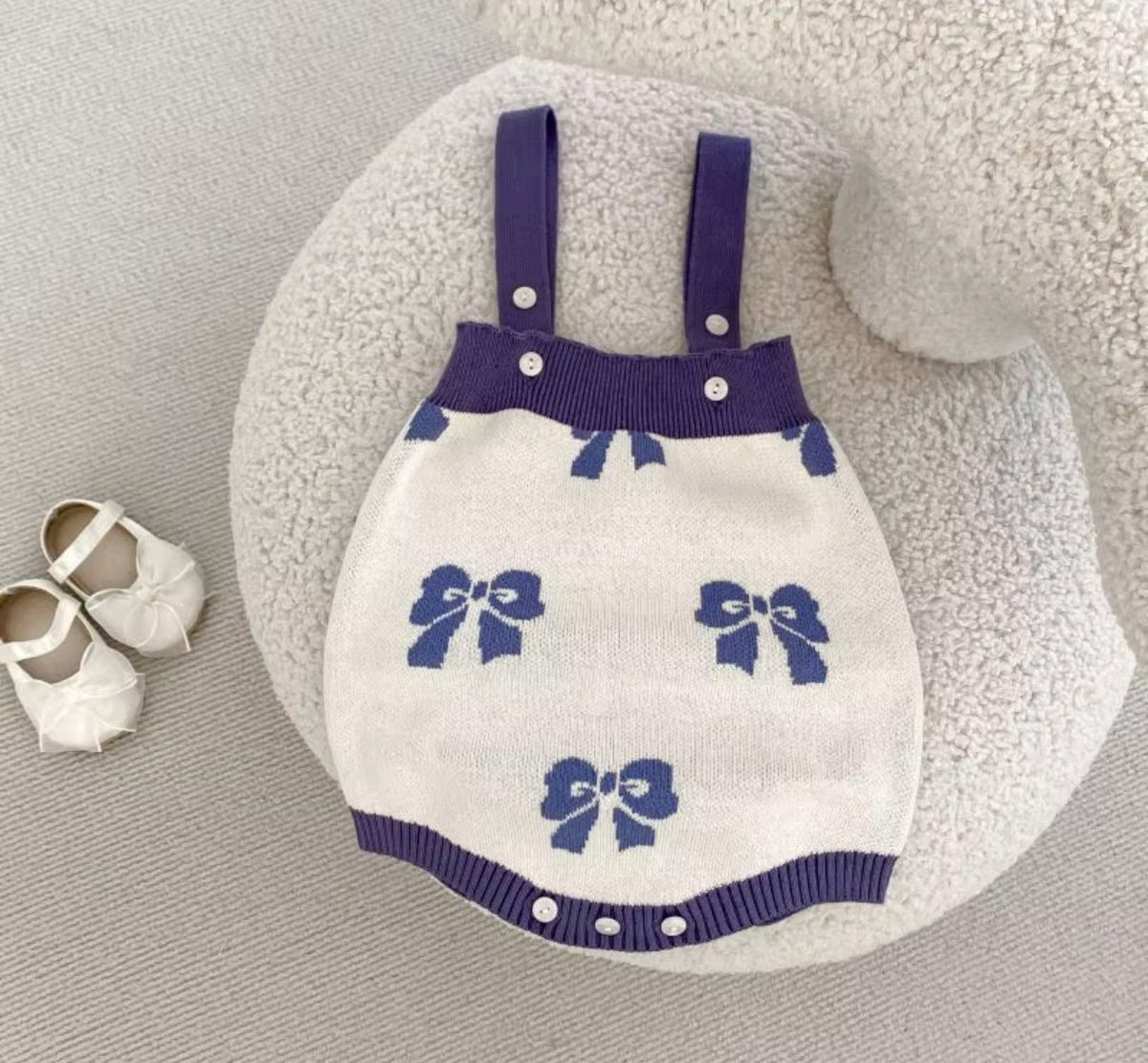 Blue Bow Tulle Knit Set