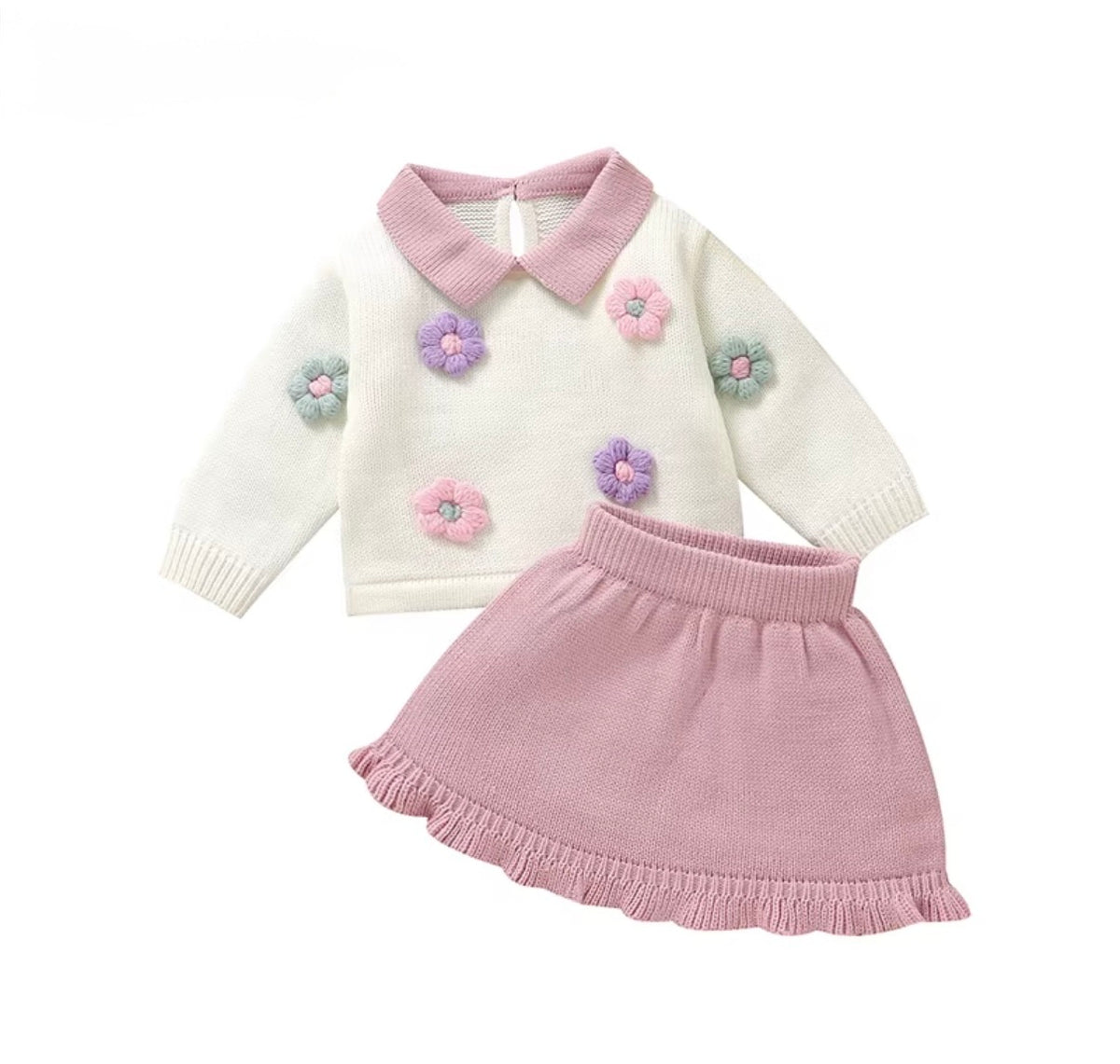 Daisy Bloom Knitted Skirt Set