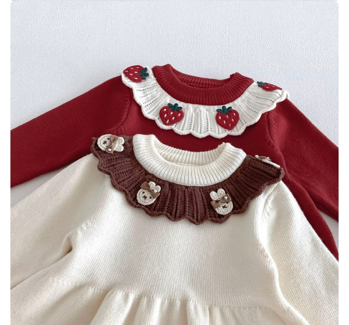 Strawberry & Teddy Knit Set