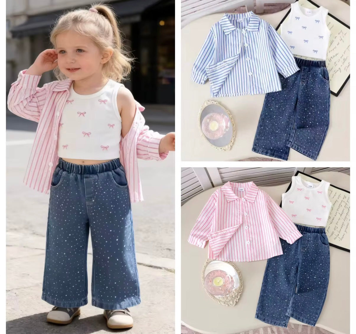 Sparkle Stripe Denim Set