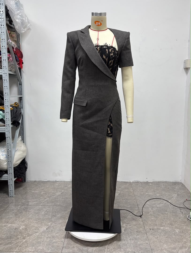 Noir Lace Blazer Dress