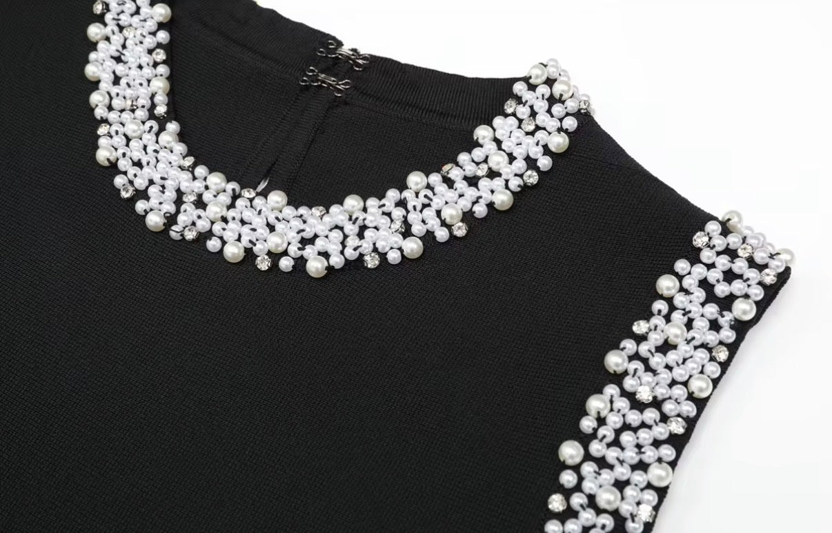 Pearl Neckline Flare Dress