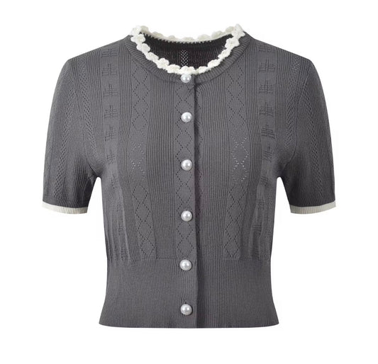 Pearl Trim Knit Top
