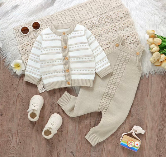 Cozy Cable Knit Overall Set