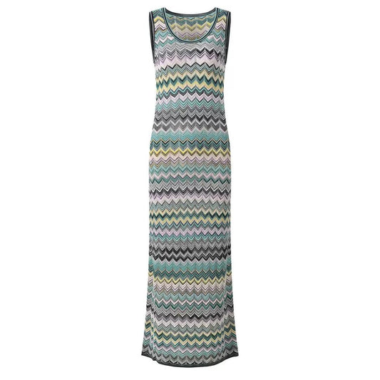 Zigzag Knit Sleeveless Maxi Dress