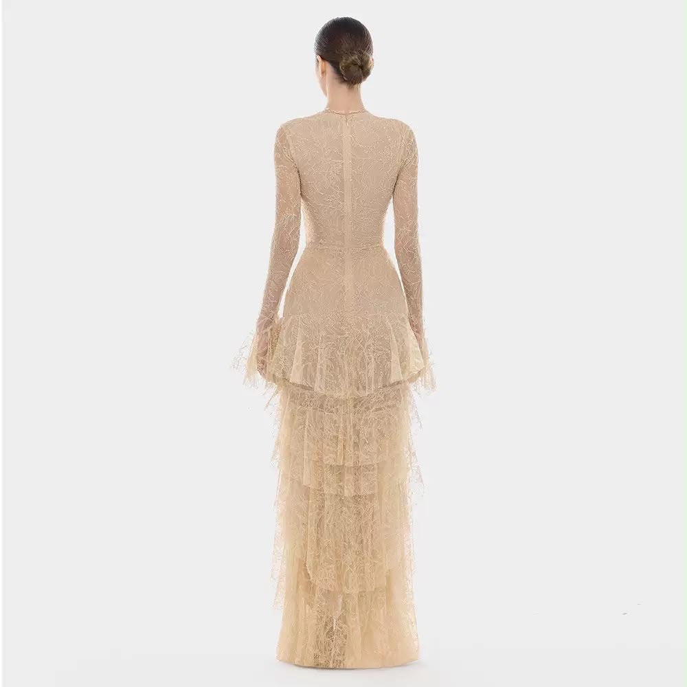 Amélie Lace Ruffle Gown