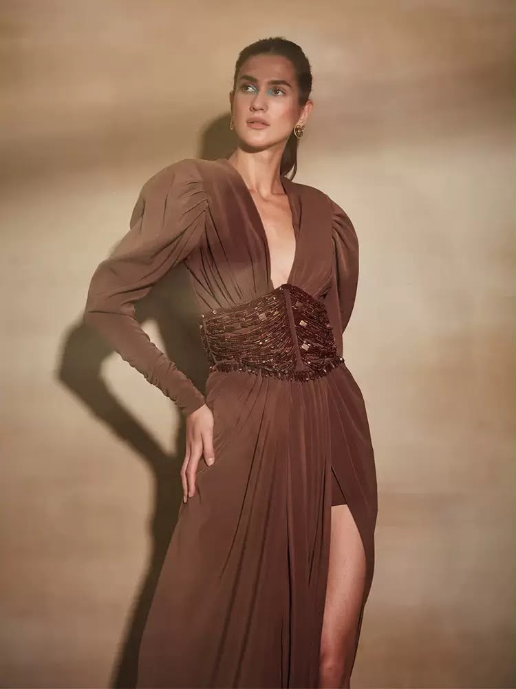 Celeste Embellished Corset Maxi Dress