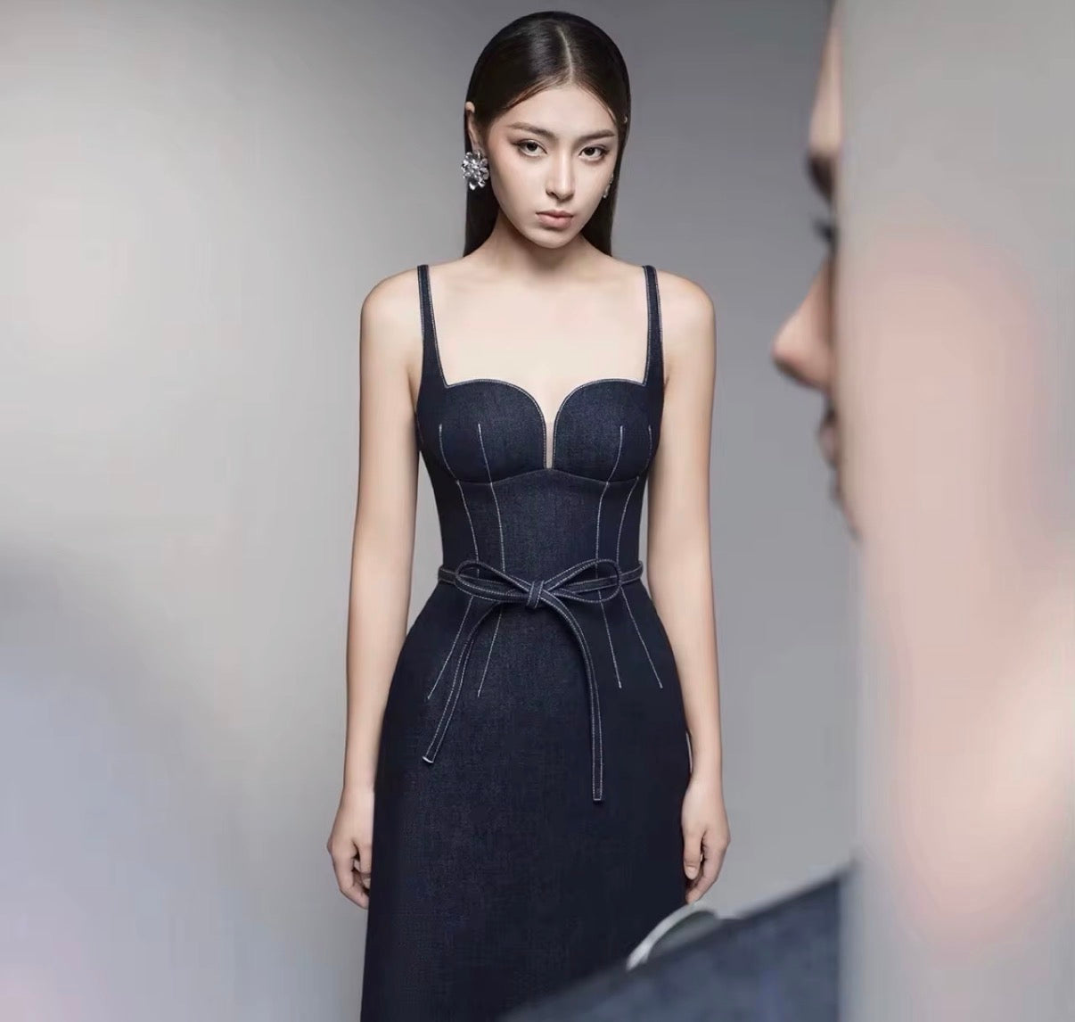 Denim Corset Tie Dress