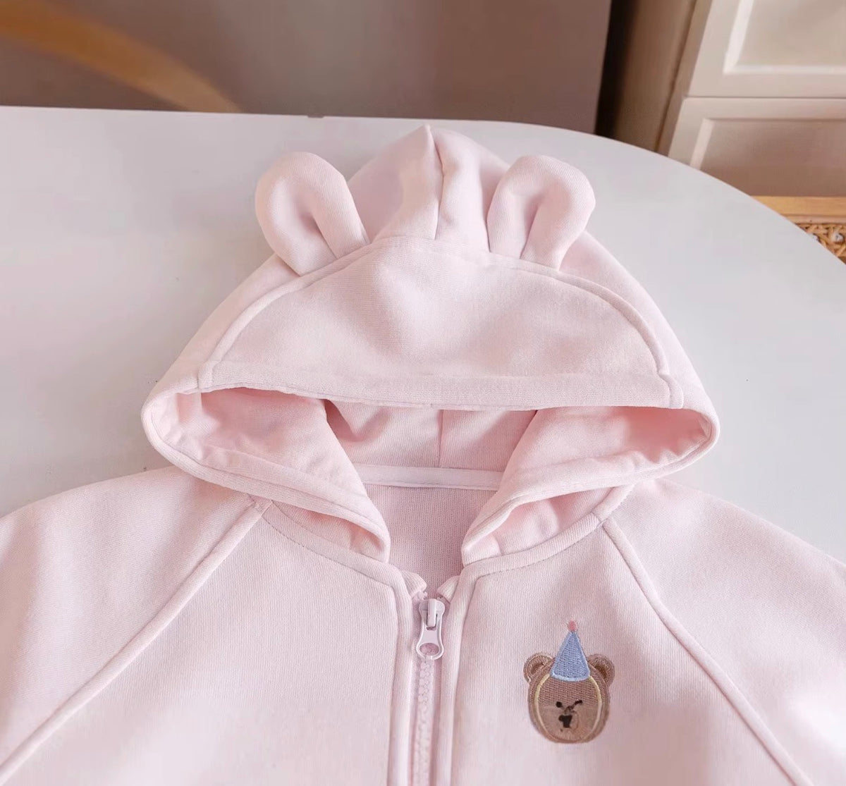Pink Teddy Ear Hoodie Set