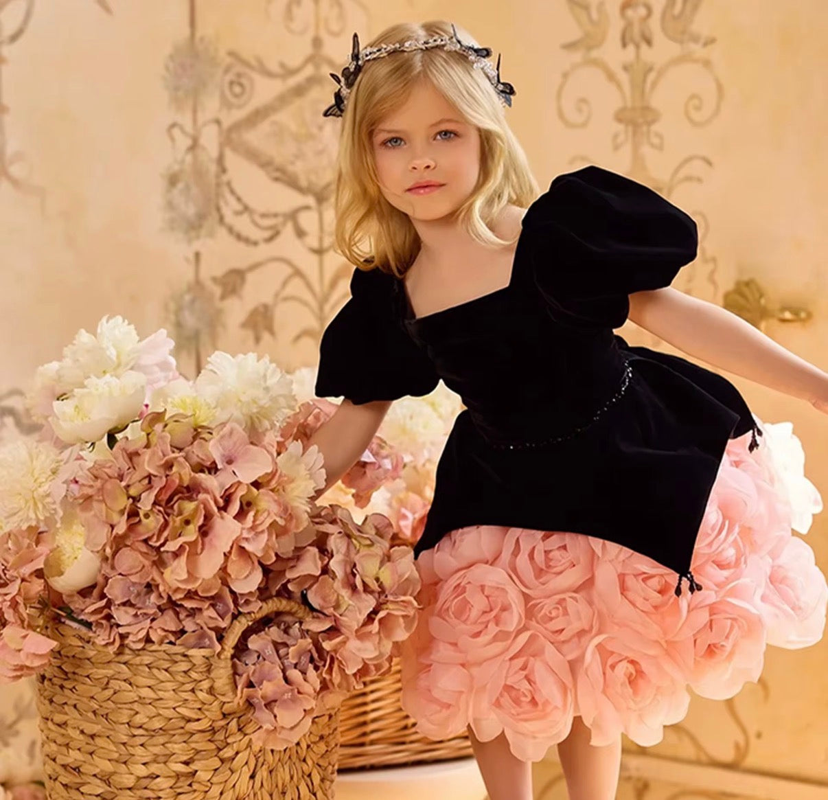 Floral Petal Collar Tulle Dress