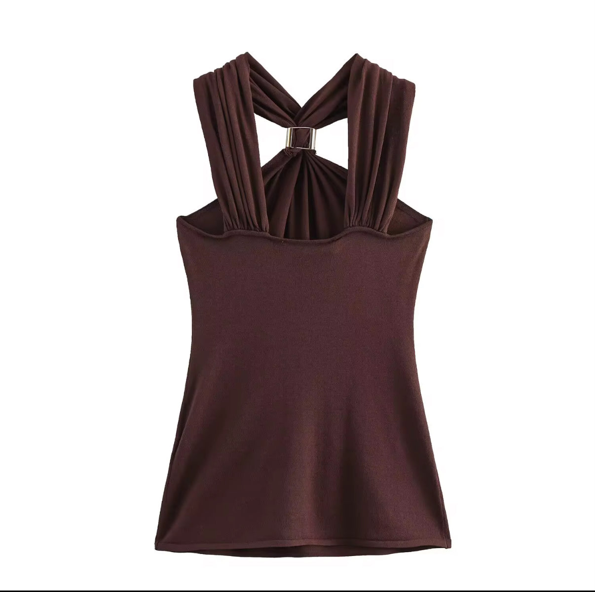 Elegant Halter Neck Top with Metallic Clasp Finish