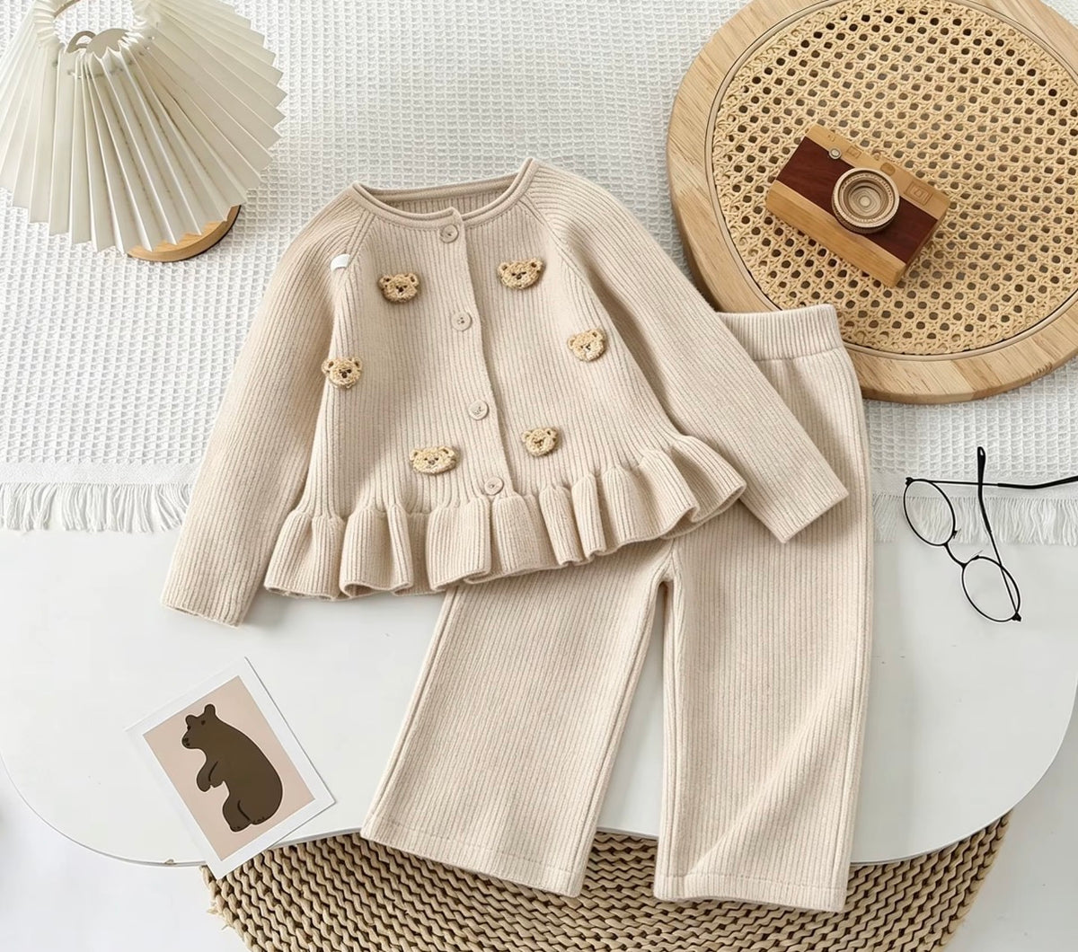 Teddy Ruffle Knit Set