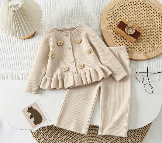 Teddy Ruffle Knit Set