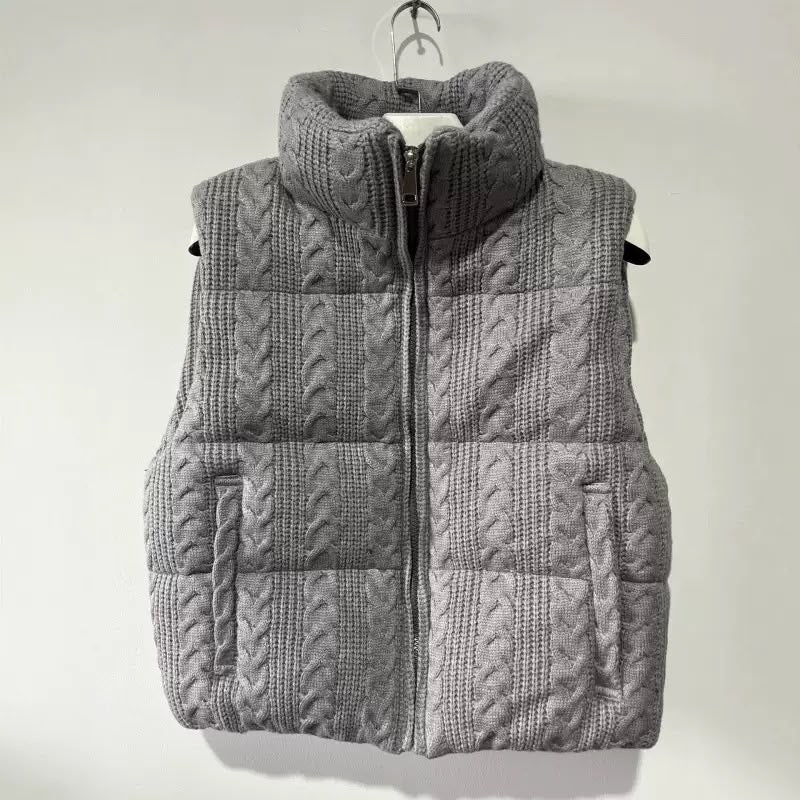 Cable Knit Puffer Vest