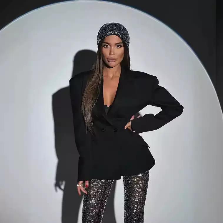 Tailored Double-Breasted Black Blazer set