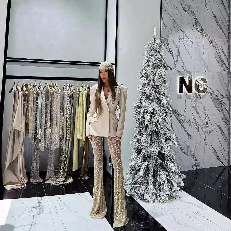 Tailored Double-Breasted Black Blazer set