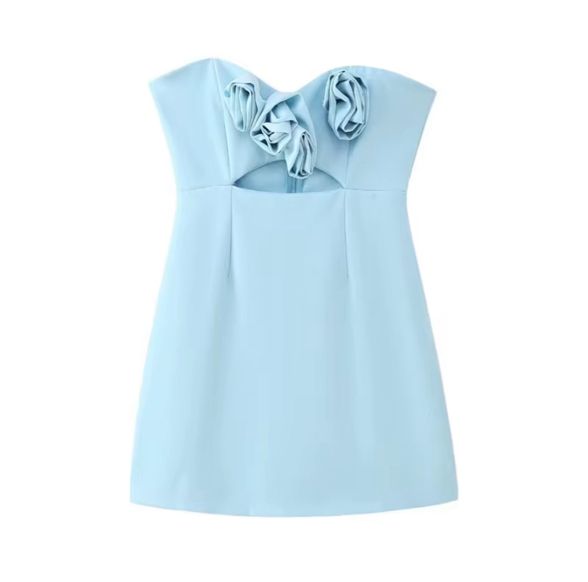 Strapless Mini Dress with Floral Bust Detail