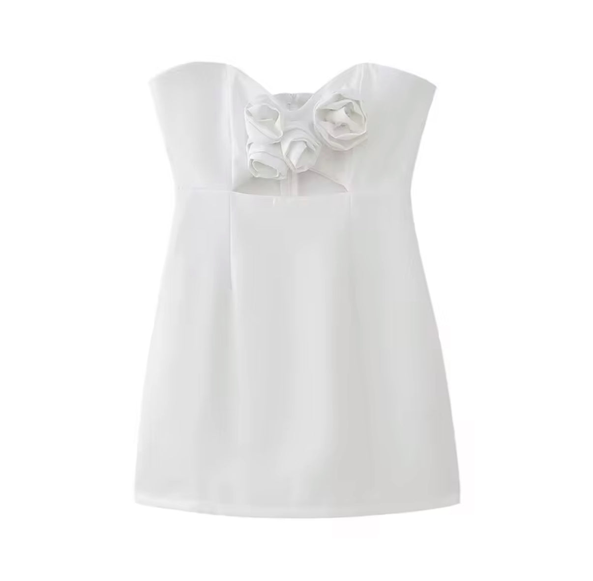 Strapless Mini Dress with Floral Bust Detail