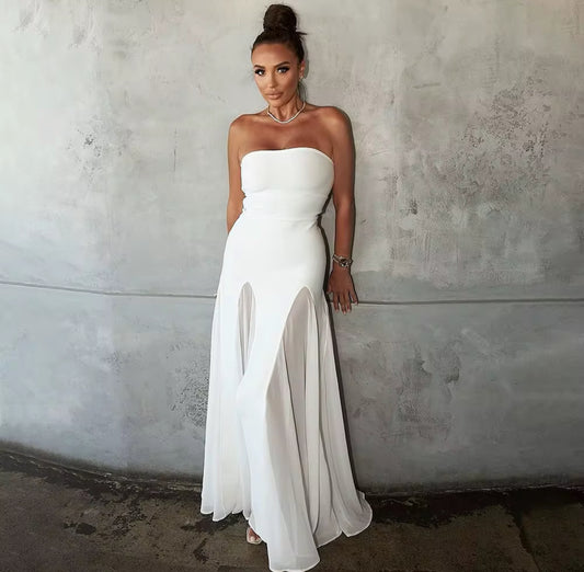 Strapless Flow Maxi with Front Cut Details