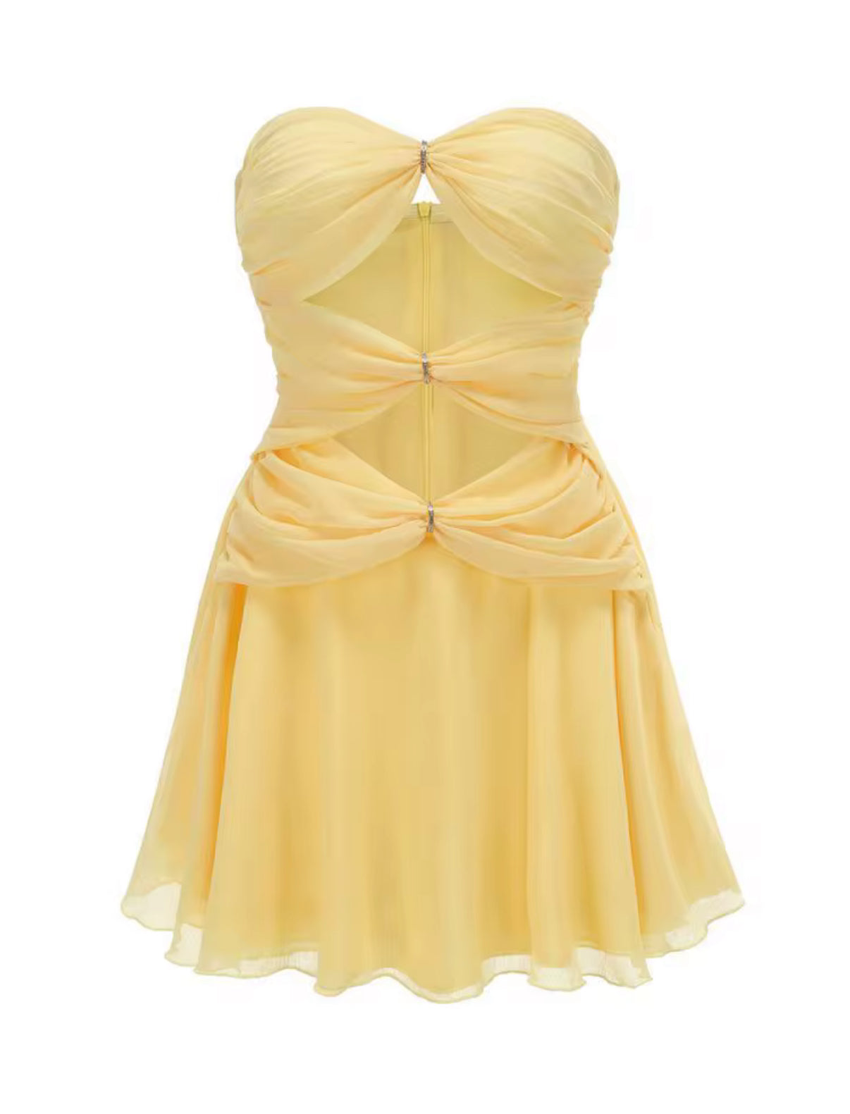 Strapless Cutout Mini Dress with Ruched Detail