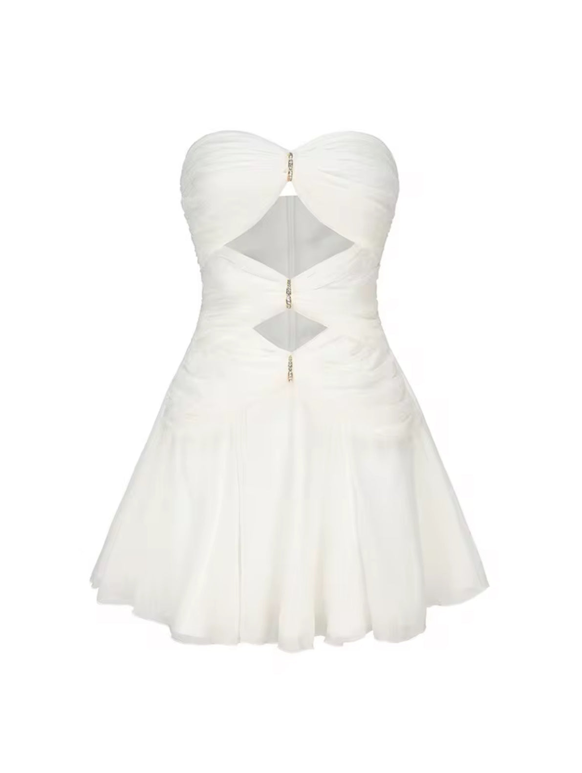 Strapless Cutout Mini Dress with Ruched Detail