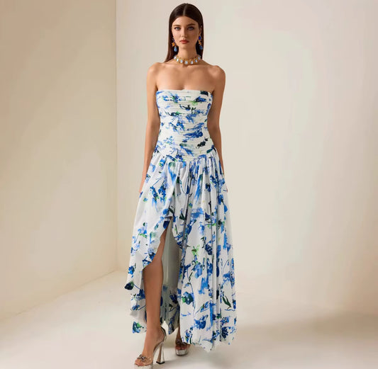 Strapless Blue Meadow Dress