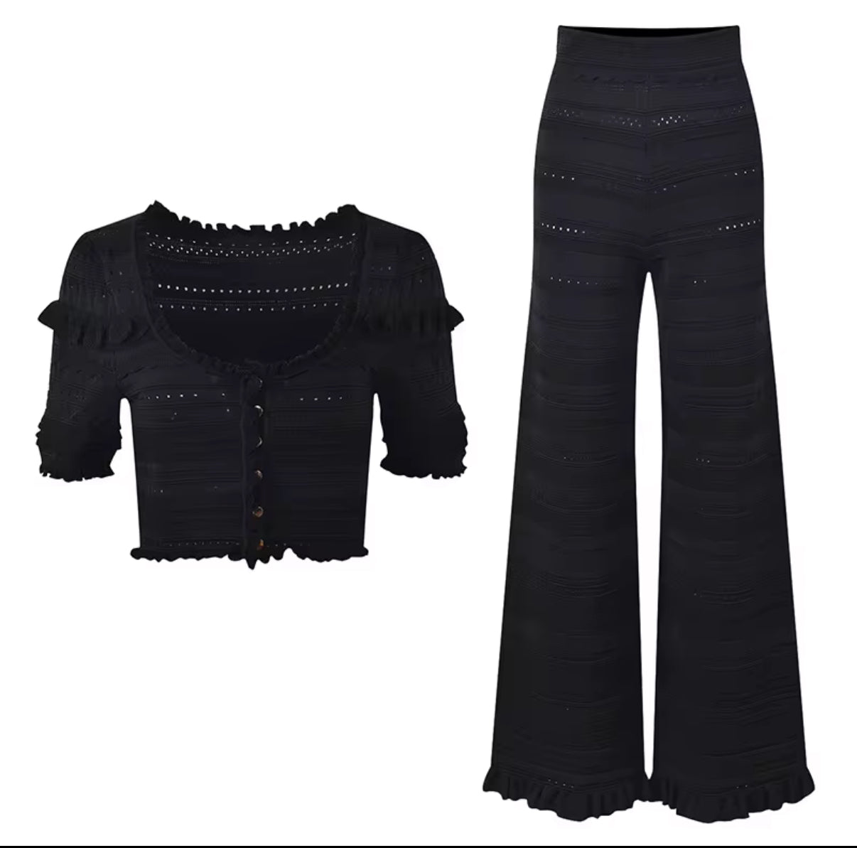 Ruffle edge knit set