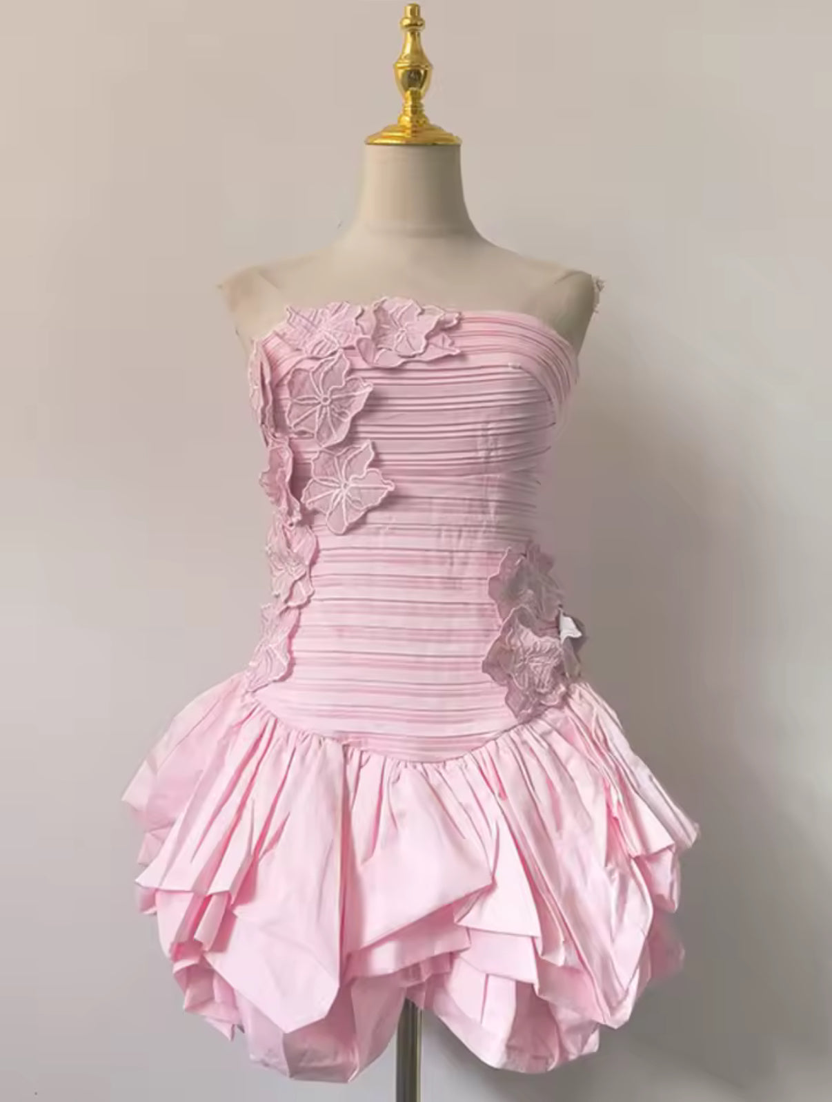 Ruched Bodice Mini Dress with Ruffled Hem