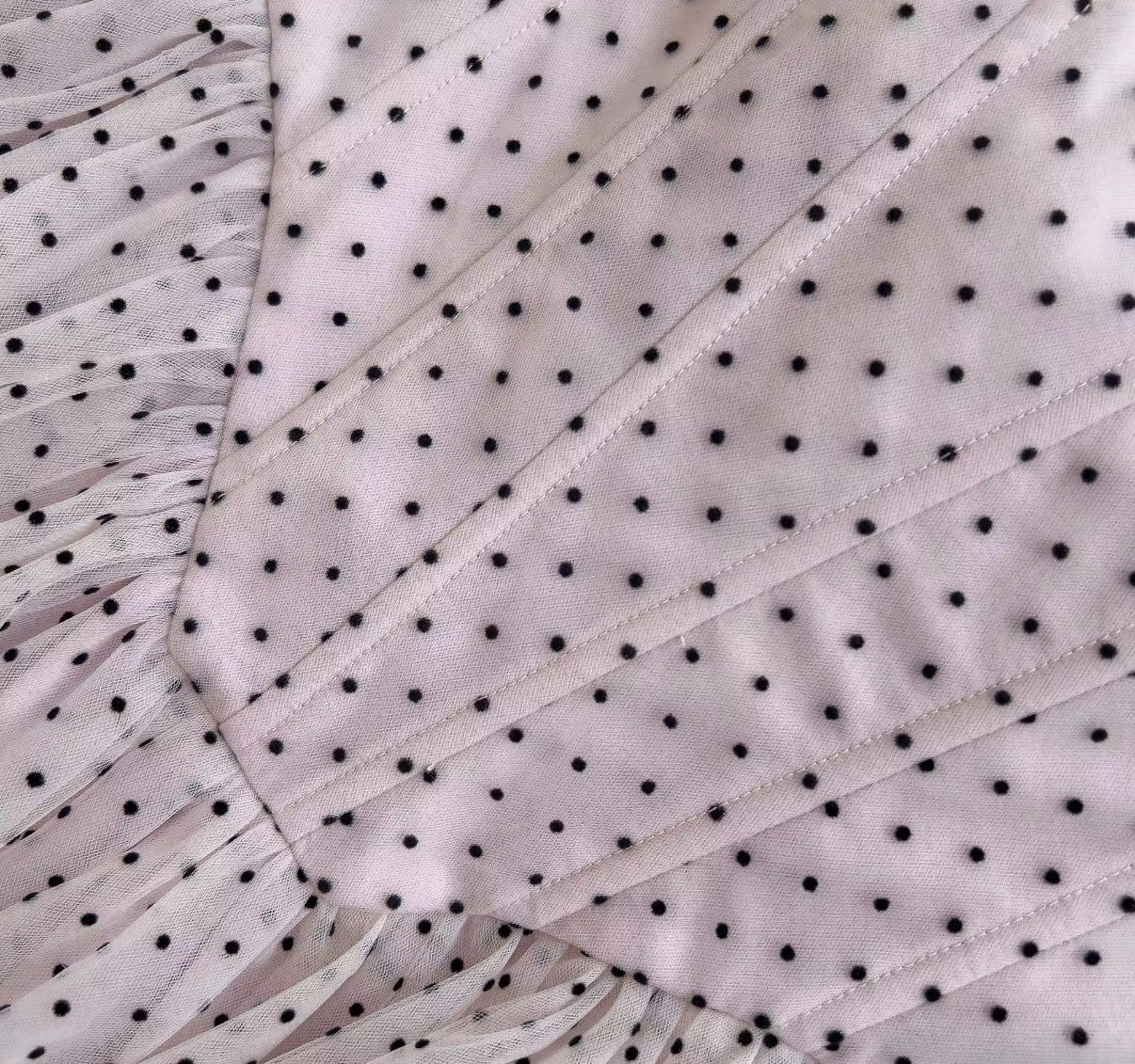 Retro Polka Dot Gown with Ruffled Skirt