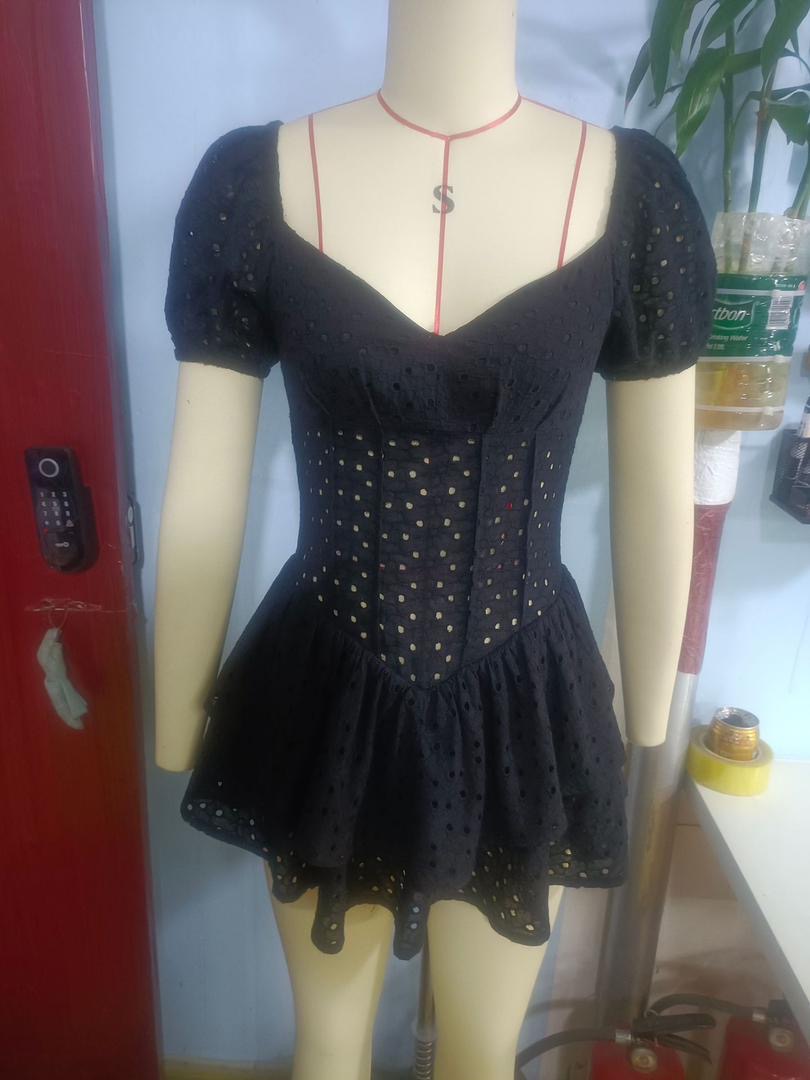 Puff Sleeve Corset Mini Dress with Tiered Skirt