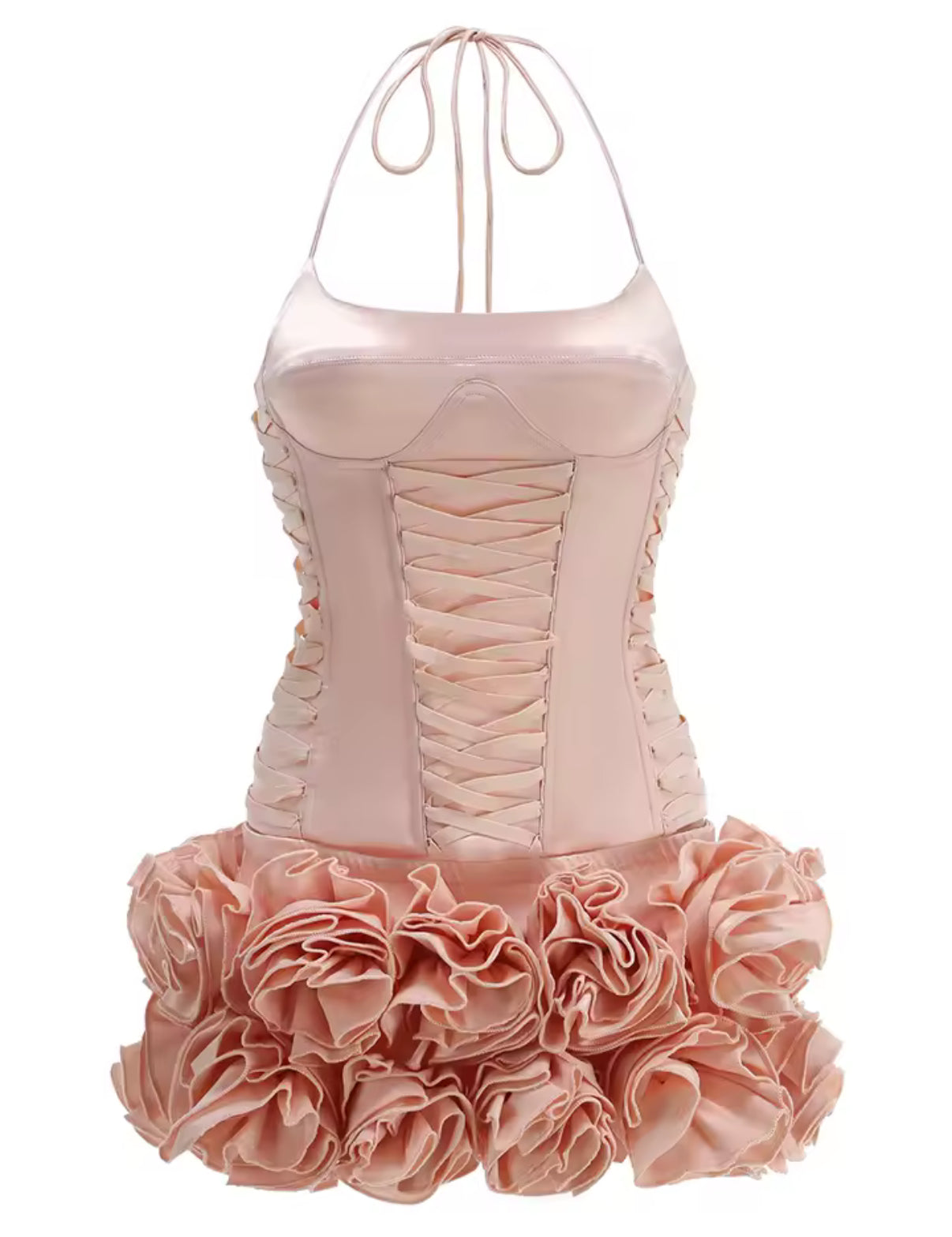 Pink corset mini Dress with ruffled skirt