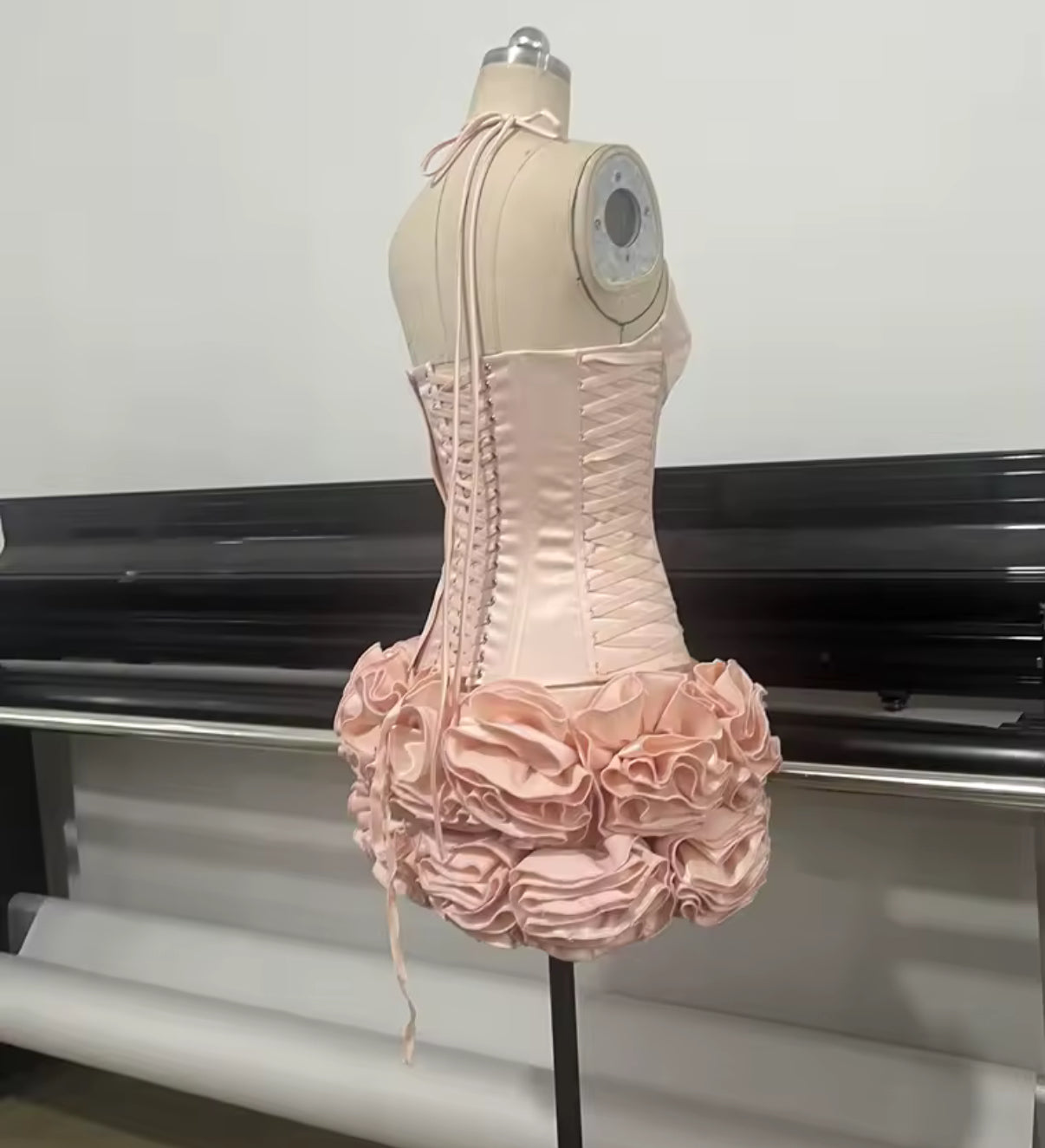 Pink corset mini Dress with ruffled skirt