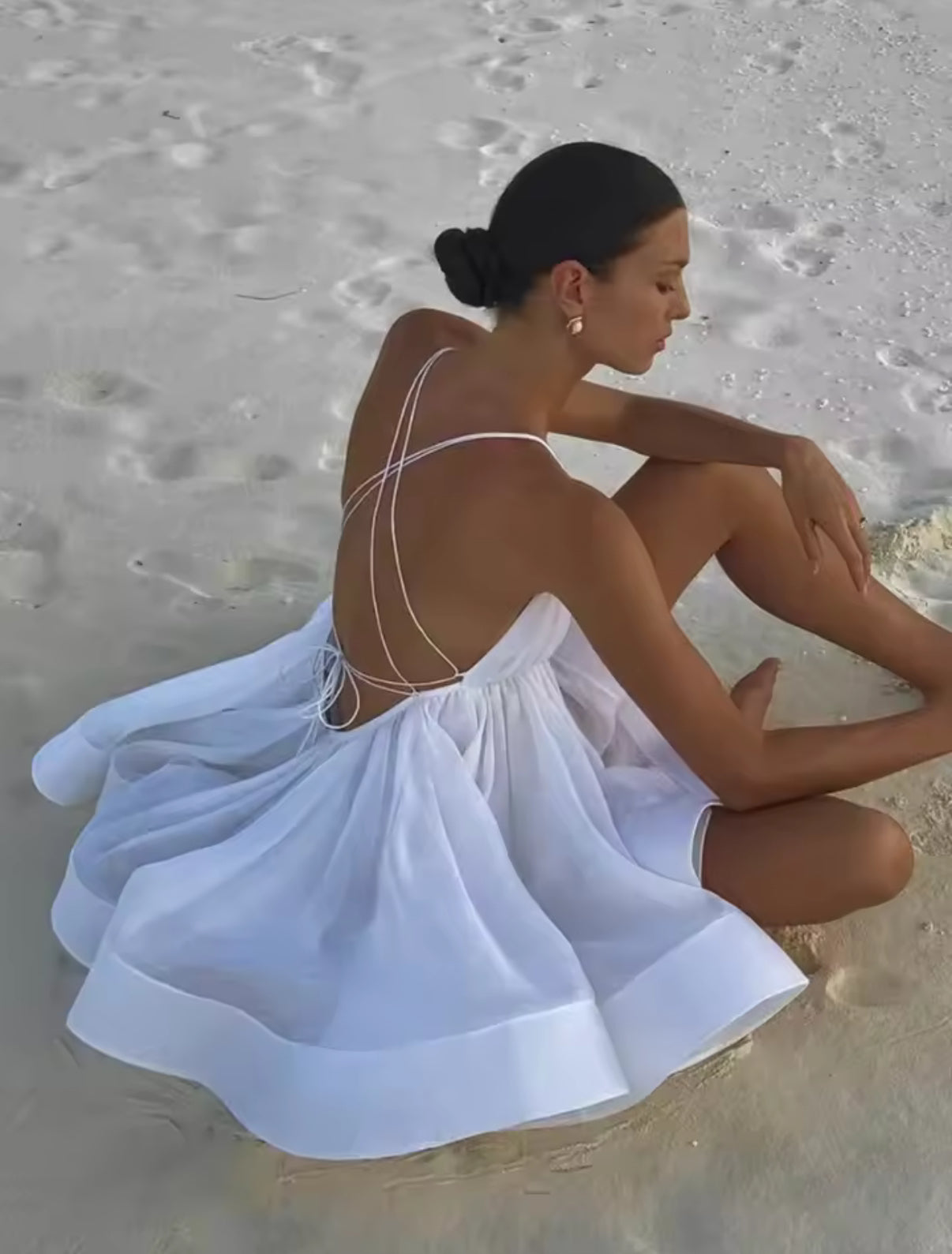 Golden breeze backless mini dress