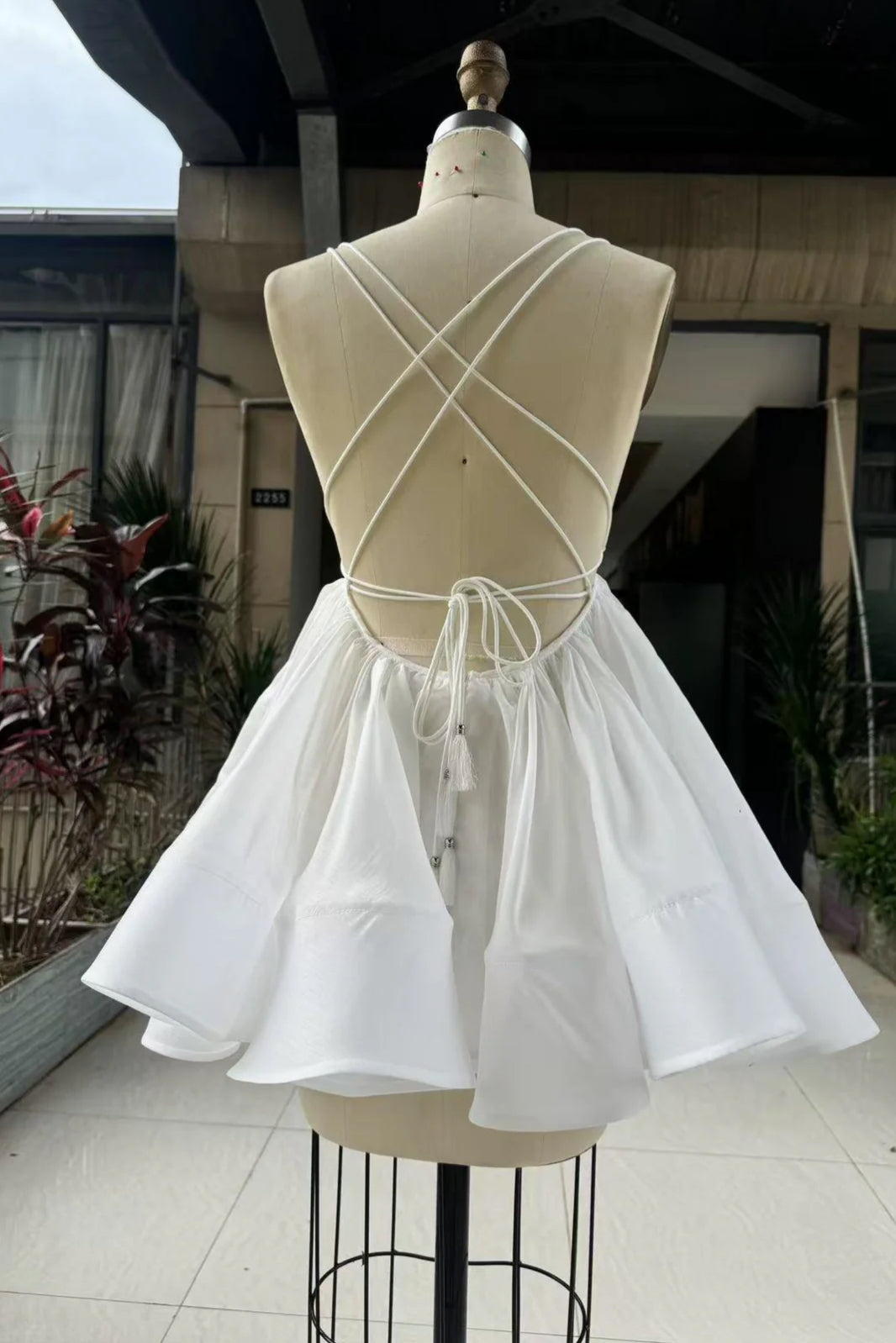 Golden breeze backless mini dress