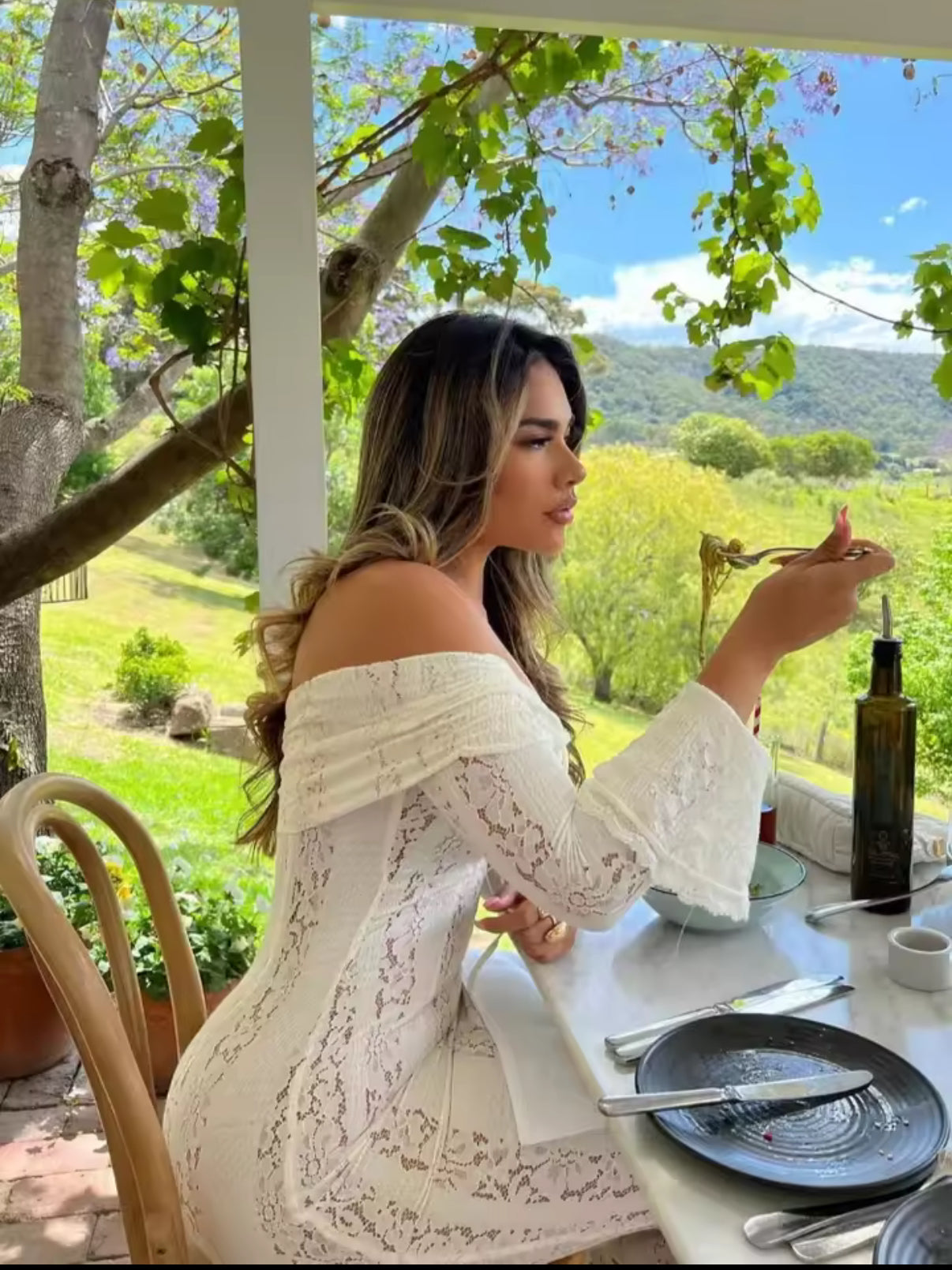 Eternal lace off-shoulder dress