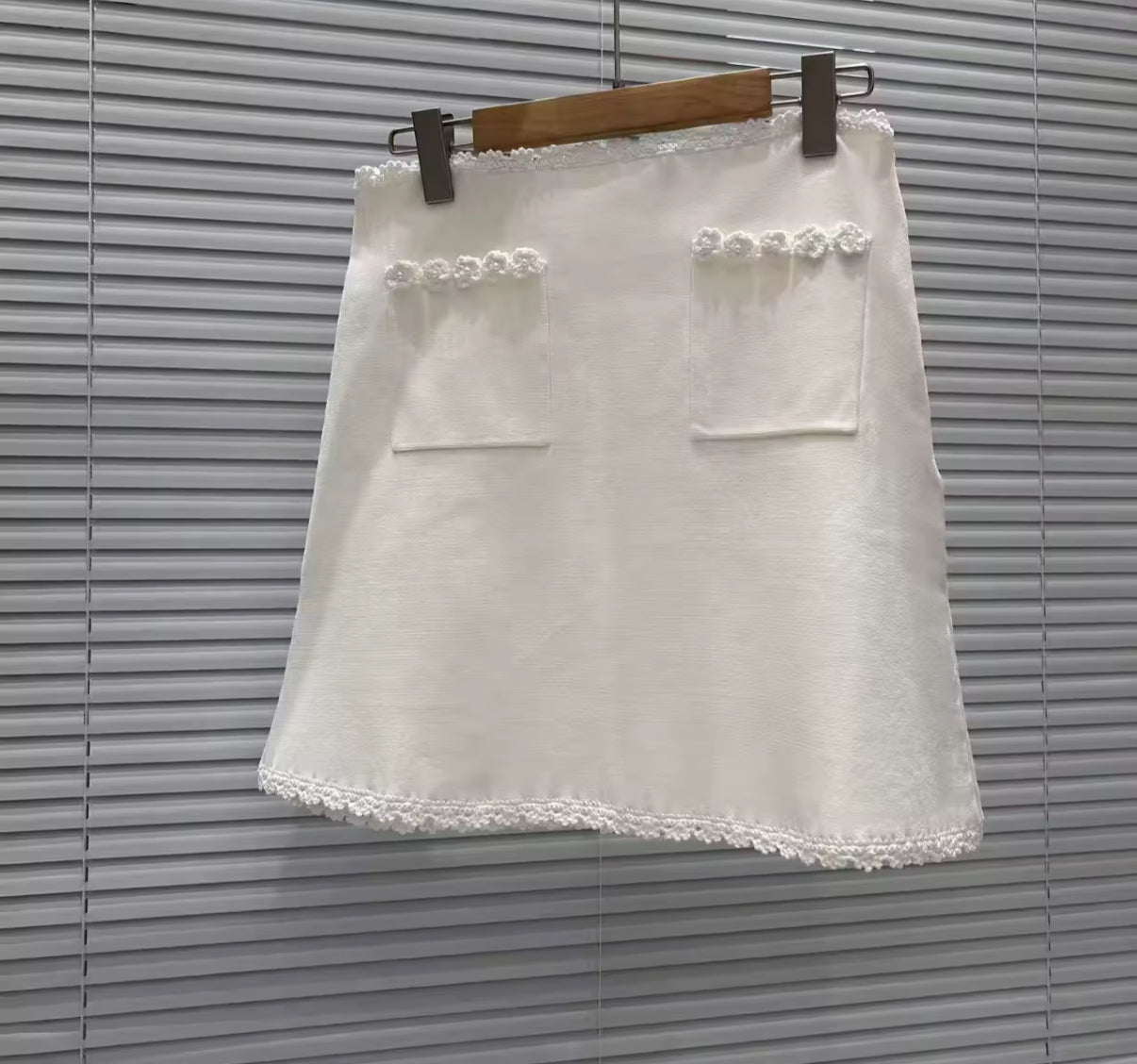 Chic Black Mini Skirt Set with Pearl Buttons