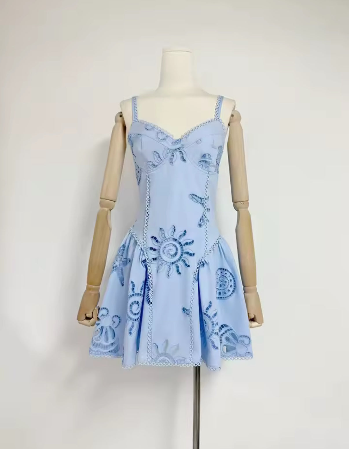 Celeste sunburst embroidered mini dress