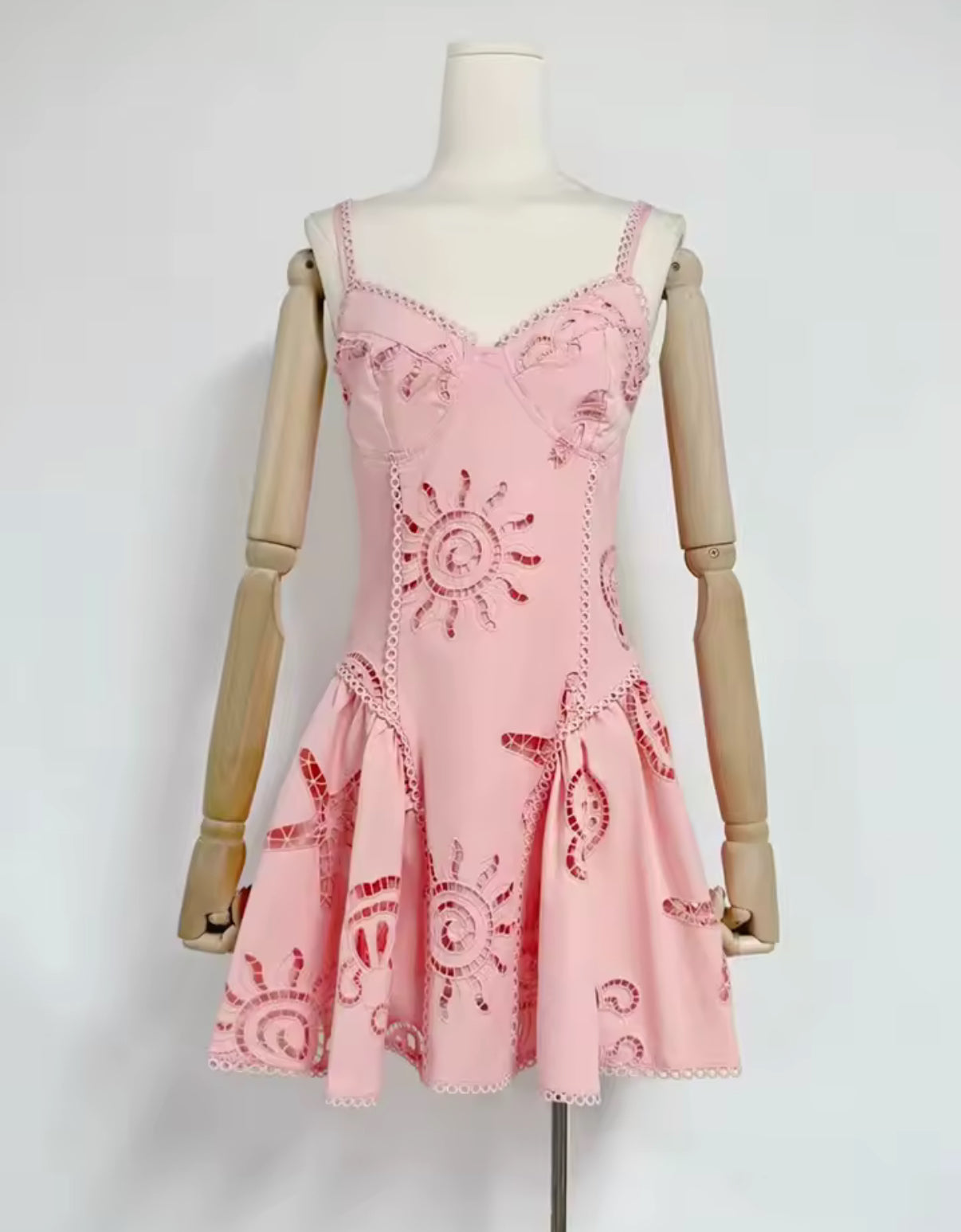 Celeste sunburst embroidered mini dress