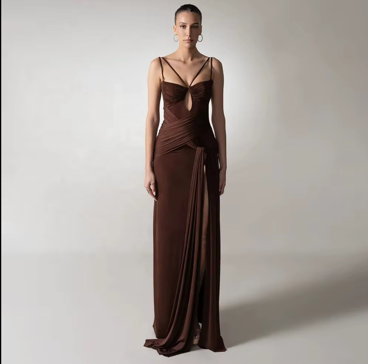Bronze goddess gown dress