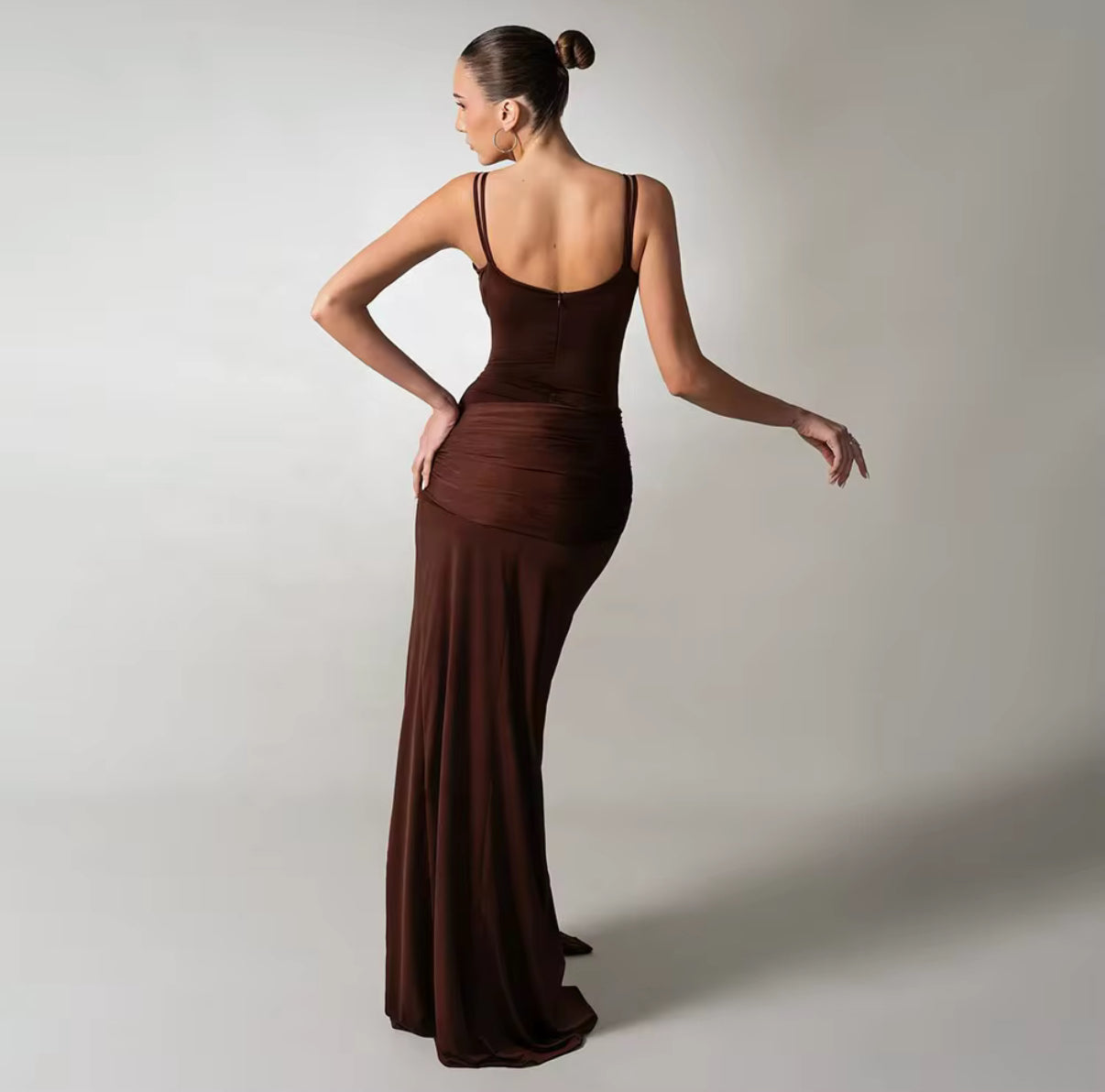 Bronze goddess gown dress