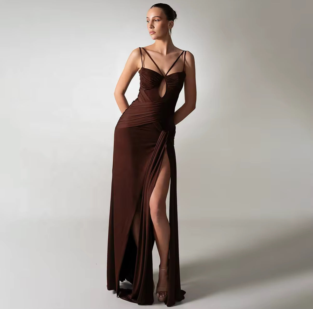 Bronze goddess gown dress