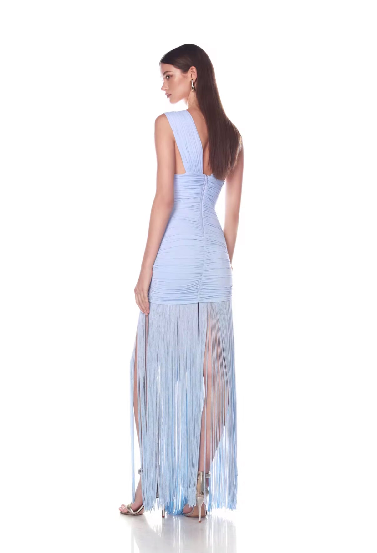 Halter Maxi Dress with Ruffled Hem and Keyhole Front