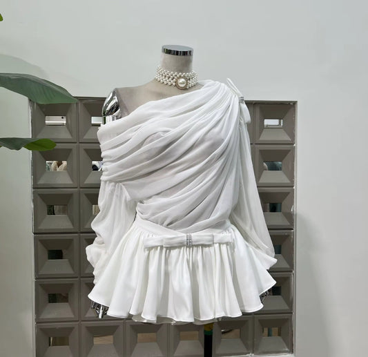 Burgundy Draped Chiffon Set