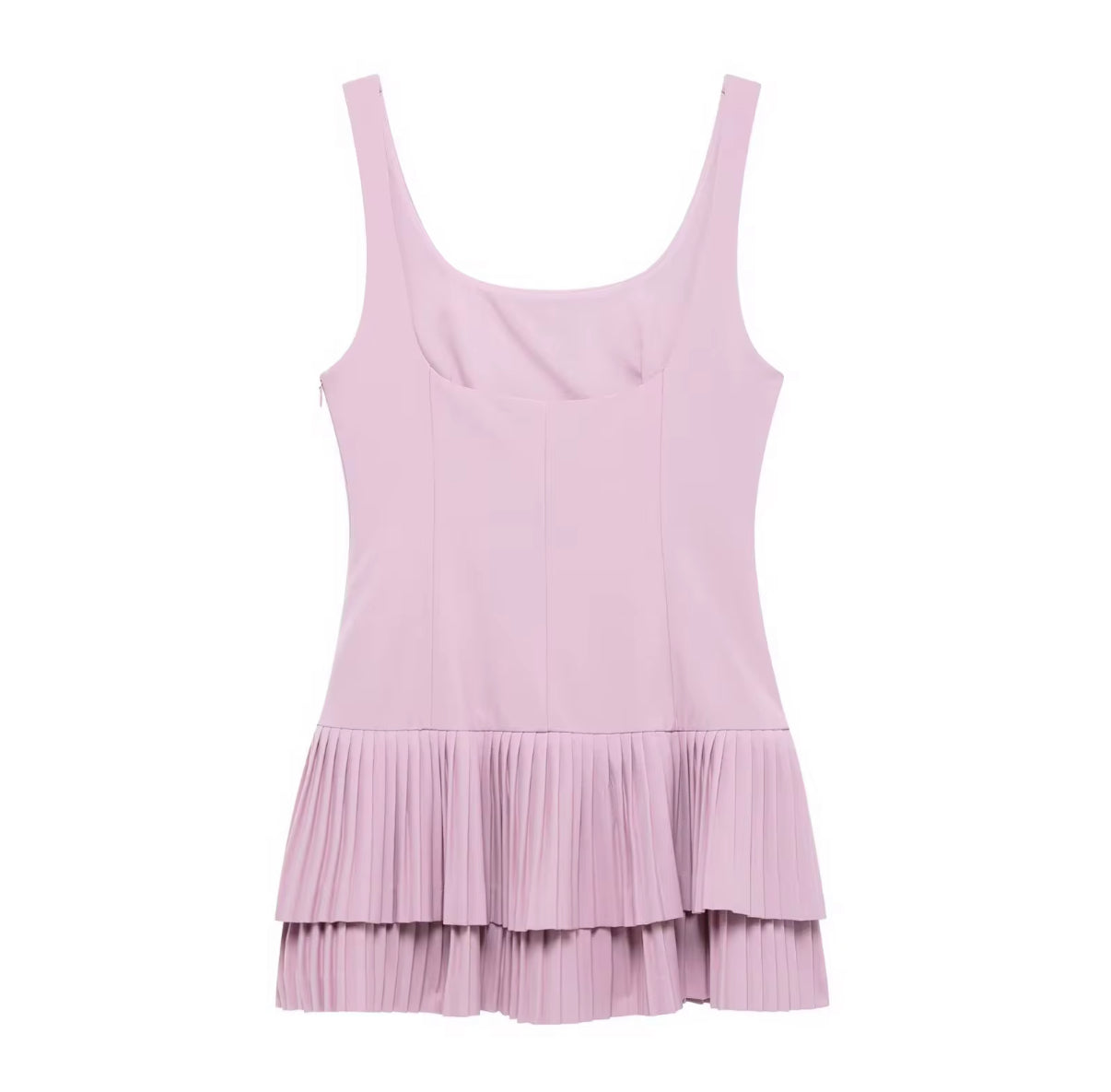 fitted bodice with a playful pleated layered hem dress