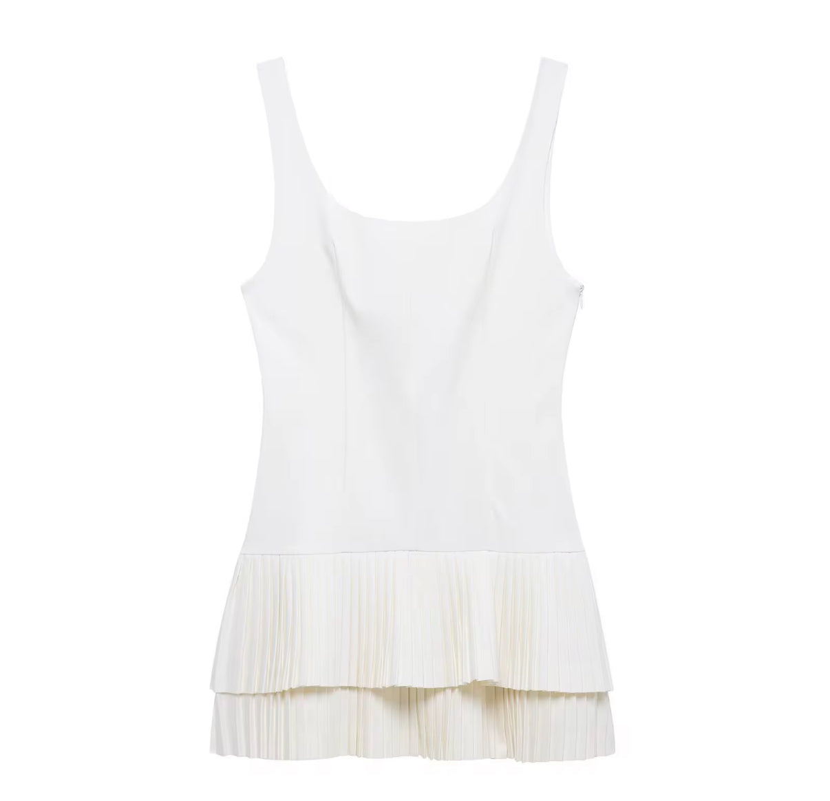 fitted bodice with a playful pleated layered hem dress