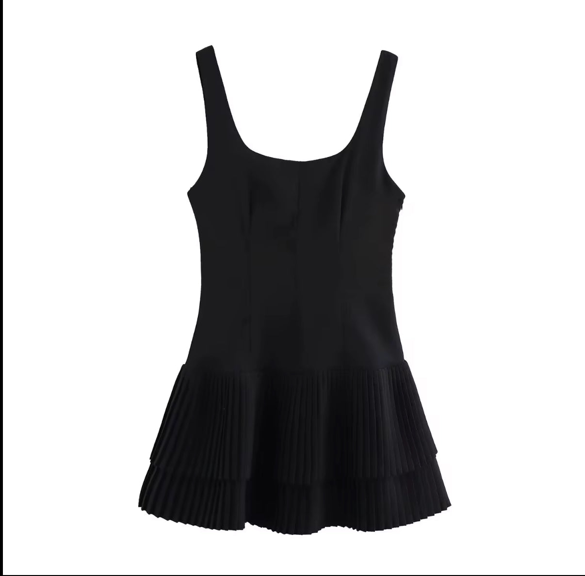 fitted bodice with a playful pleated layered hem dress