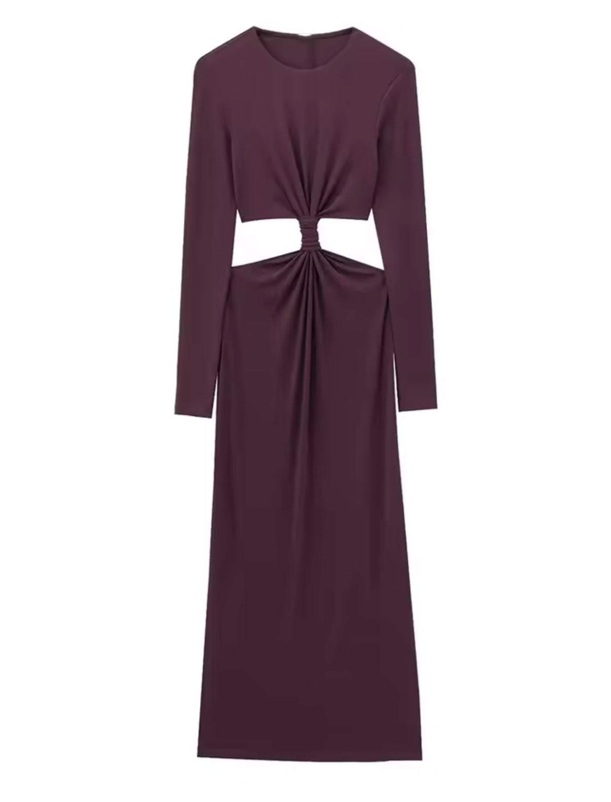 Long-Sleeve Maxi Dress with Front Twist