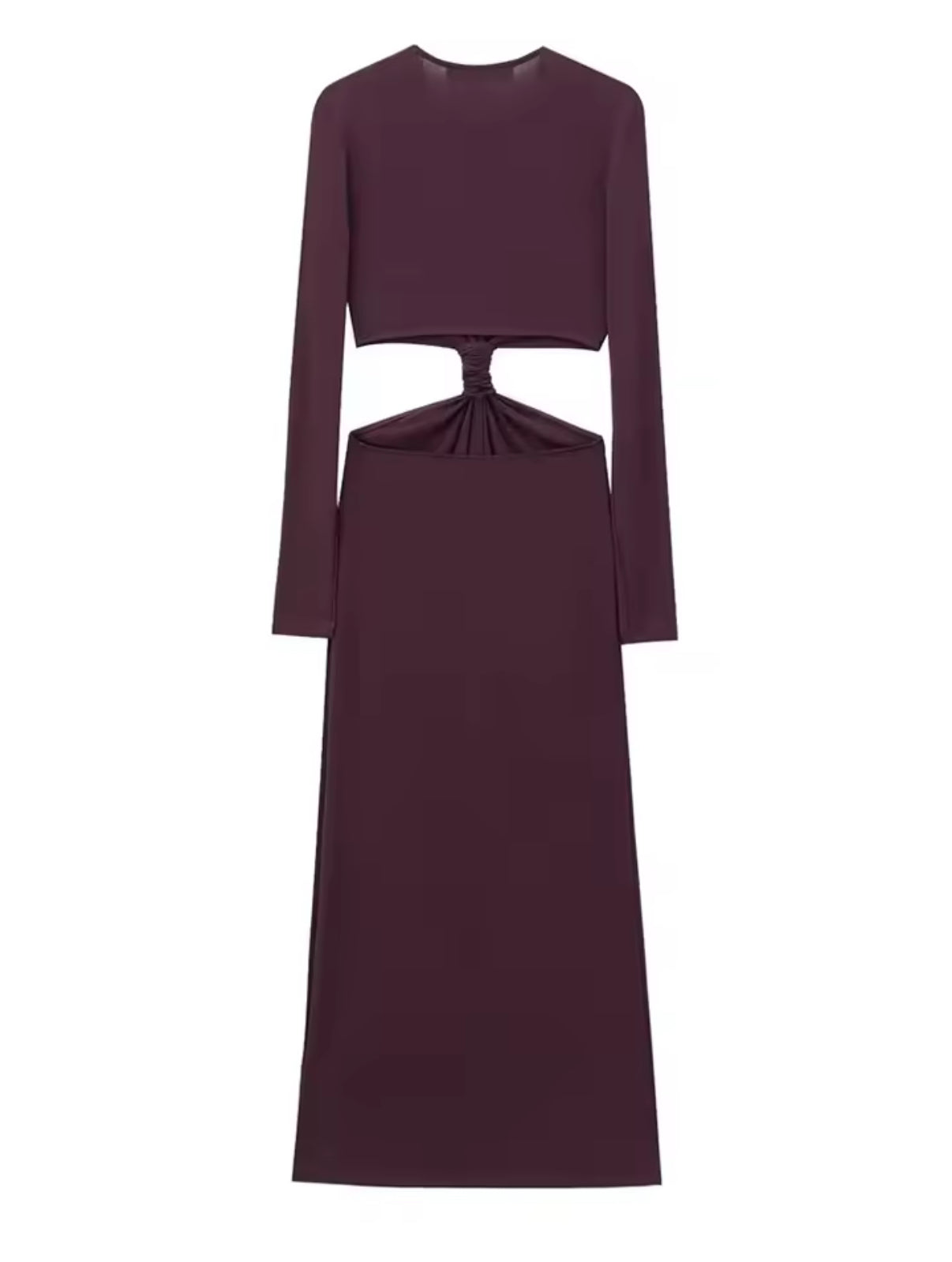 Long-Sleeve Maxi Dress with Front Twist