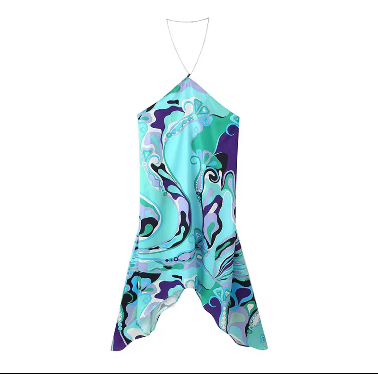 Aqua Flow Chain Backless Dress